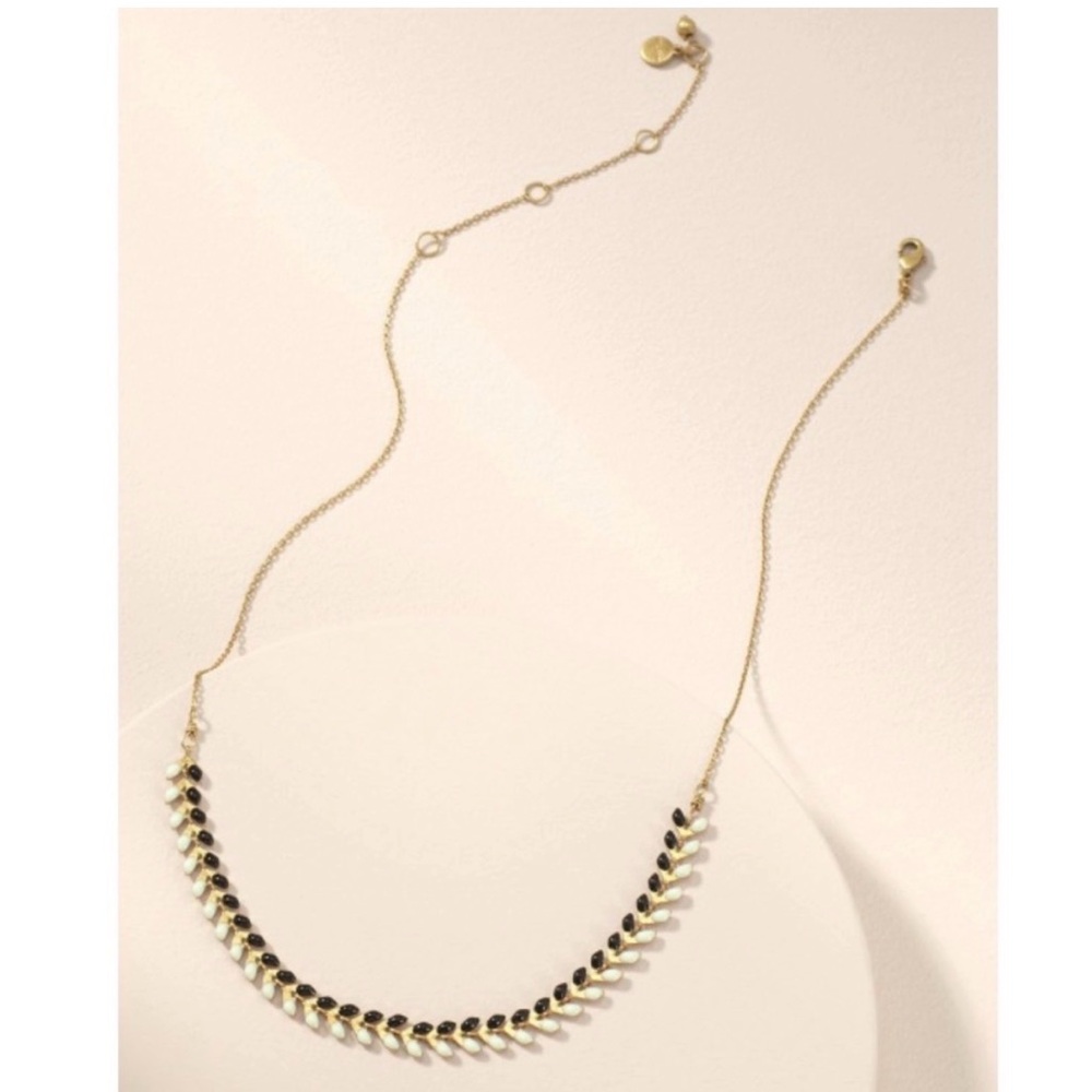 Stella & Dot Sarees Necklace- reversible Gold and Black Leaf Necklace